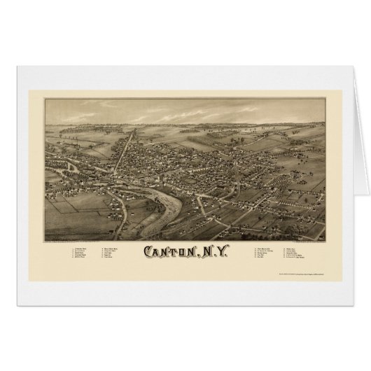 Canton, NY Panoramic Map - 1885 Cards (Front Horizontal)