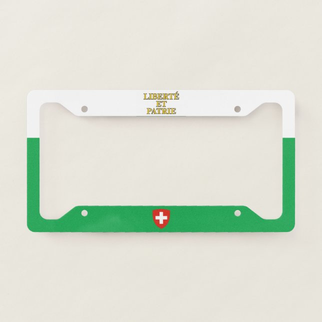 Canton of Vaud flag, Switzerland License Plate Frame (Front)