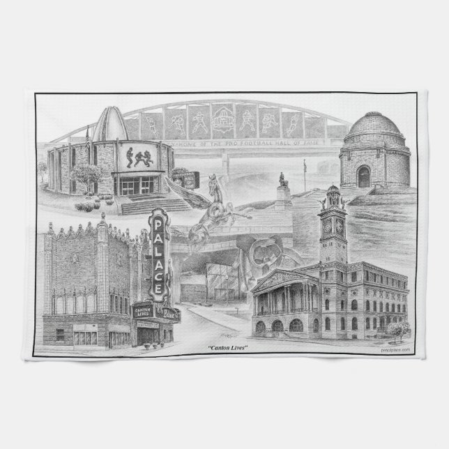 Canton Ohio Historic Landmarks Kitchen Towel (Horizontal)