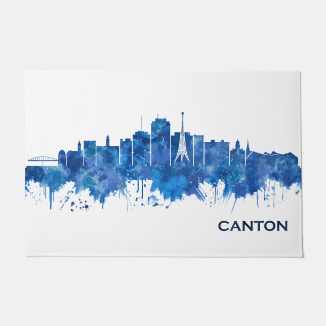 Canton Ohio Skyline Blue Doormat (Front)