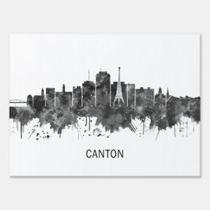Canton Ohio Skyline BW Sign