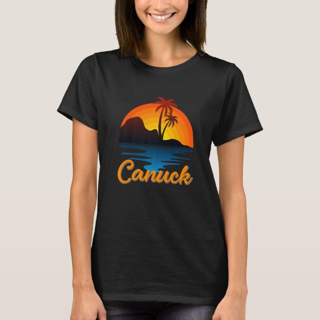 Canuck Vancouver Palm Tree Island Sunset Canada T-Shirt (Front)