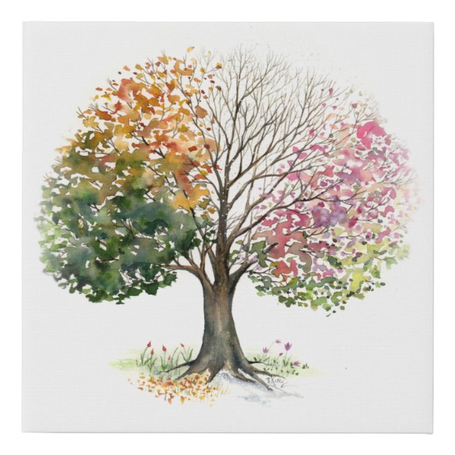 Canvas 4 Season Tree WATERCOLOR PAINTING (Front)