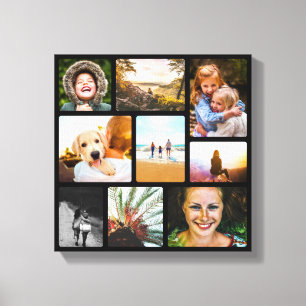 Canvas 9 Photo Template Rounded Black Wall Piece