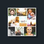 Canvas 9 Photo Template Rounded White Wall Piece Print<br><div class="desc">Personalized 9 photo collage with rounded white border canvas print. Perfect gift for close family.</div>
