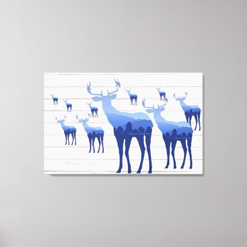 Canvas Art_Blue Deer White Wash Boards