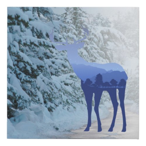 Canvas Art_Blue Elk in Winter Scene