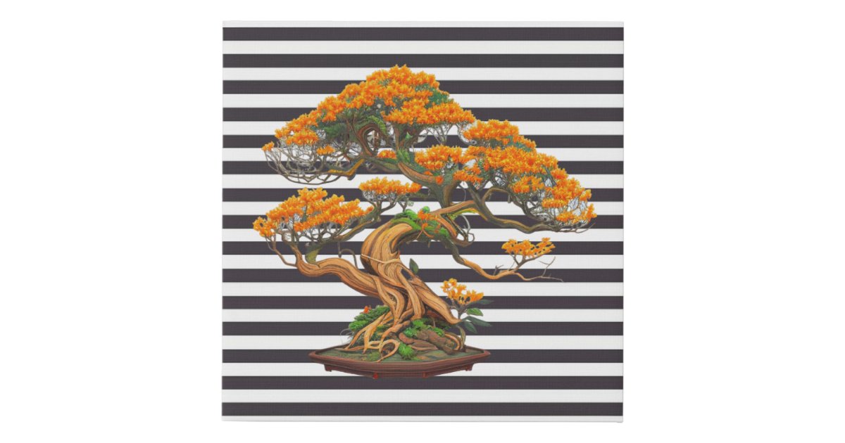 Canvas Art Deco Bonsai Tree, Whimsical Zazzle