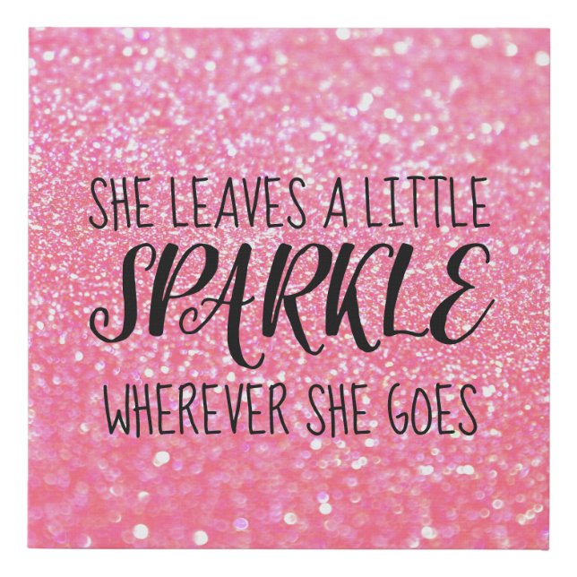 Canvas Art - Leaves Sparkle Pink Glitter (Front)
