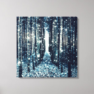 Canvas Art : Magical Forest Teal Gray Elegance
