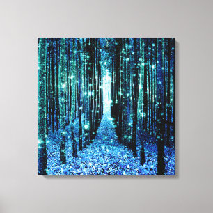 Canvas Art: Magical Forest Turquoise Teal