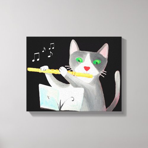 canvas art print flute player cat