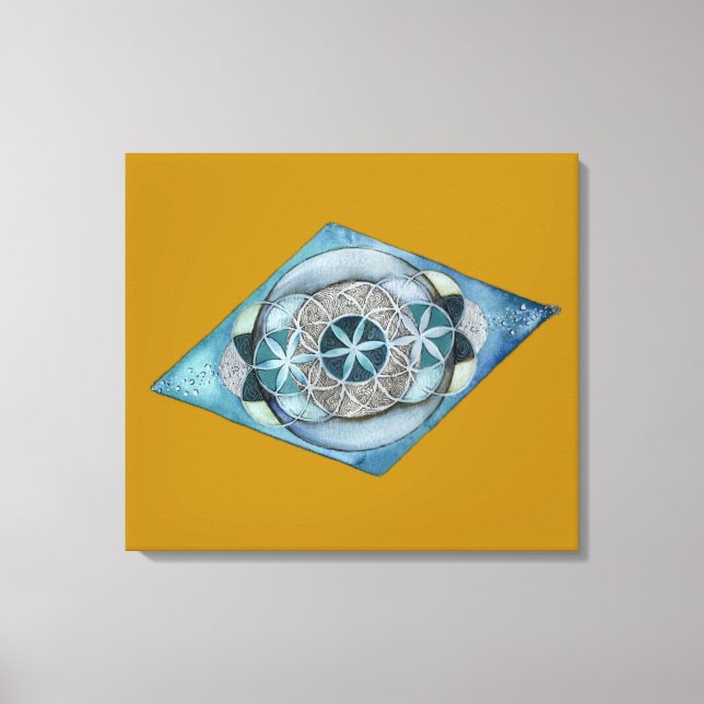 Canvas Atlantic Blue with Sacred Geometry Design  Print (Front)
