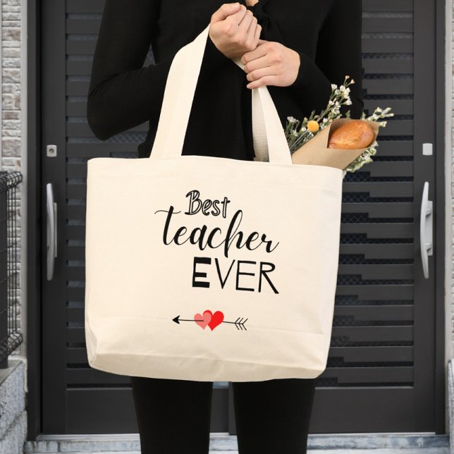Canvas bag, best teacher ever. large tote bag (Creator Uploaded)