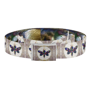 Canvas Belt Metal tin buckle Graphic dragonfly fly