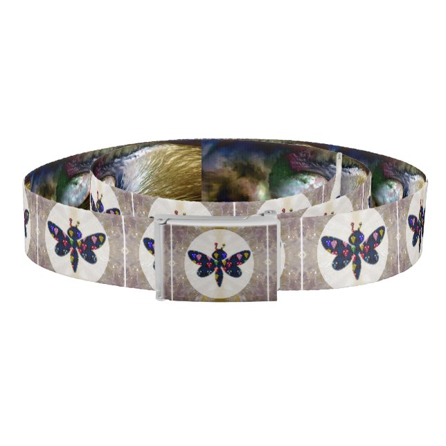 Canvas Belt Metal tin buckle Graphic dragonfly fly (Coil)