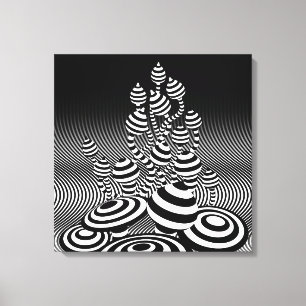 Canvas Black & White Magic Mushrooms 1m sq.