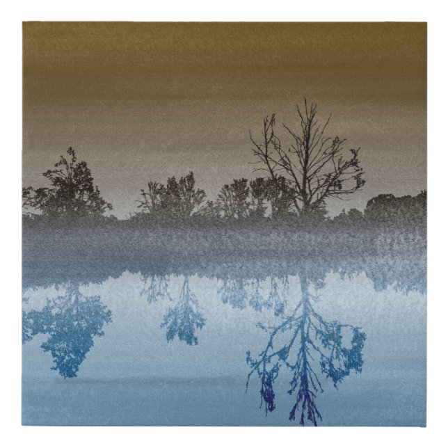 Canvas Blue Sea ​​Sparkle Watercolor Landscape Art (Front)