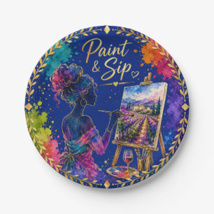 Canvas & Cabernet Paint and Sip Party Colorful Paper Plates