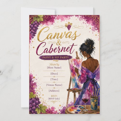 Canvas & Cabernet Paint and Sip Party | Colorful W Invitation