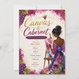 Canvas & Cabernet Paint and Sip Party Colorful W Invitation