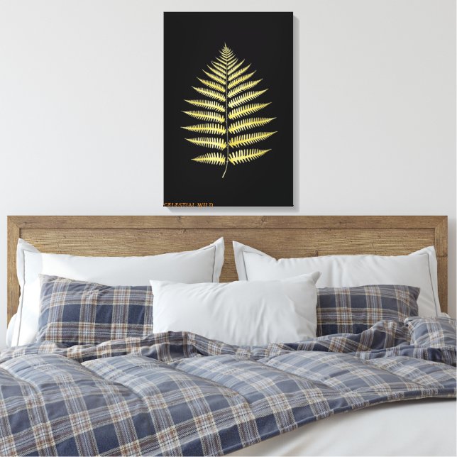 Canvas Elegant Gold Fern Leaf Botanical Decor (Insitu(Bedroom))