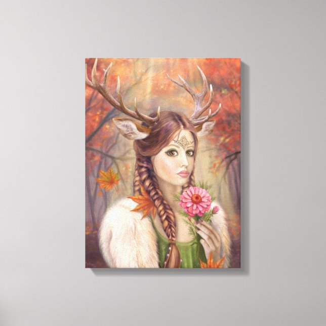 Canvas Fantasy woman portrait deer (Front)