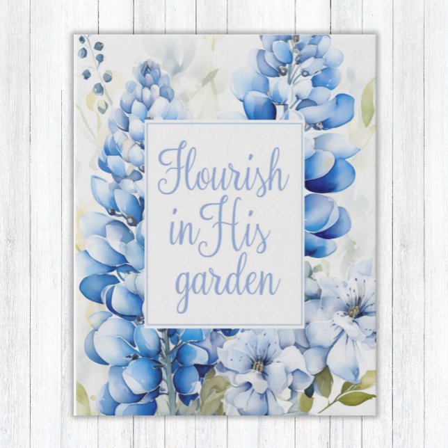Canvas Flourish in His Garden Bluebonnet Christian (Flourish in His Garden Bluebonnet Faux Christian Easter Stretched Canvas)