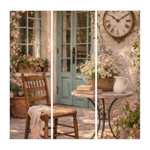 Canvas French Country Courtyard Coffee Table Triptych