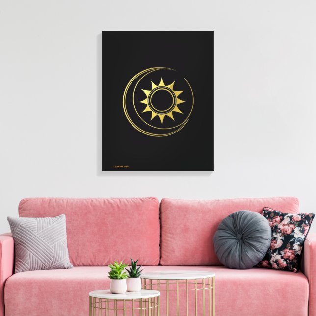 Canvas Golden Celestial Harmony Moon Sun Art Print (Insitu(LivingRoom))