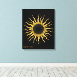 Canvas Golden Solar Eclipse Celestial Wall Art
