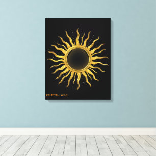 Canvas Golden Solar Eclipse Celestial Wall Art