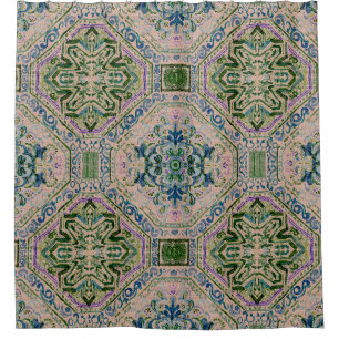 Canvas Green and Indigo Shower Curtain