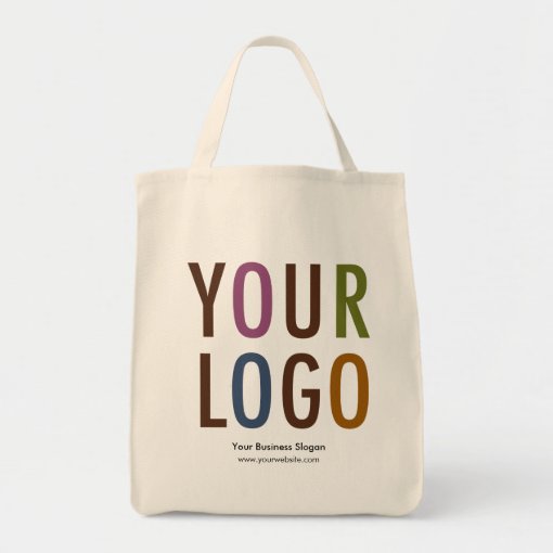 Canvas Grocery Tote Bag with Logo No Minimum Order | Zazzle