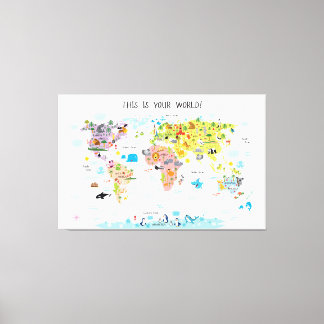 Canvas Kids World Map Girls Nursery