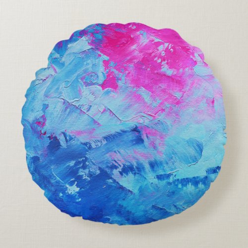 Canvas Mystery Abstract Oil Paint Texture Round Pillow