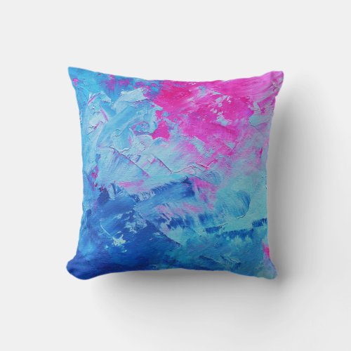 Canvas Mystery Abstract Oil Paint Texture Throw Pillow