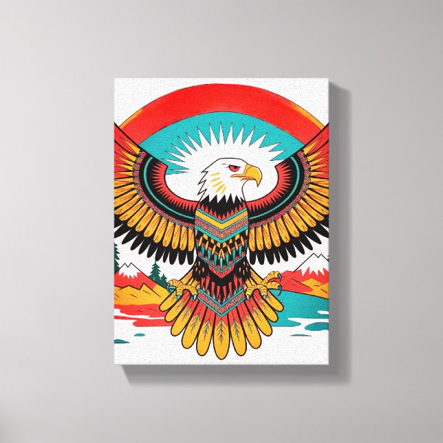 Canvas Native Indigenous Eagle Wall Art (Front)