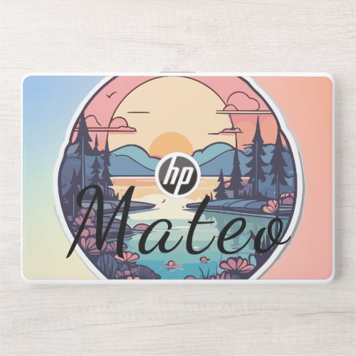 Canvas of Lakeside Sunrise Amidst the Forest HP Laptop Skin