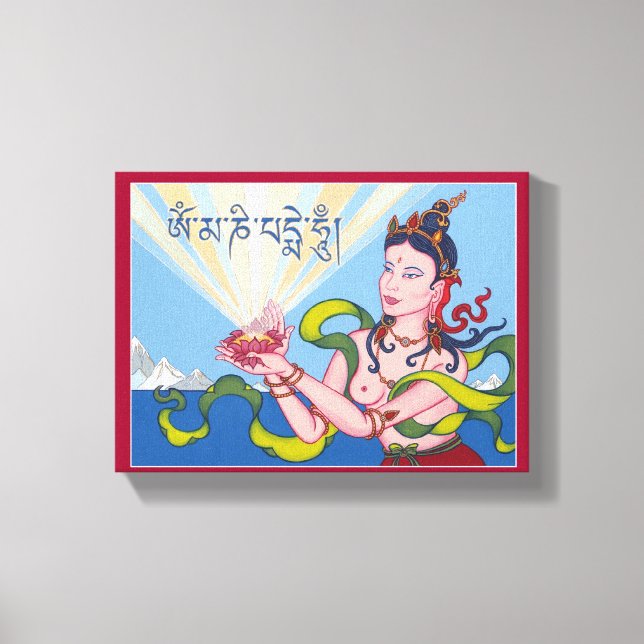 CANVAS - Offering Goddess with Tibetan Mantra Print (Front)