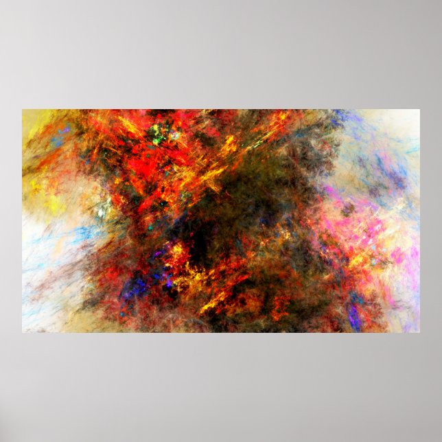 Canvas paint stroke fractal math poster (Front)