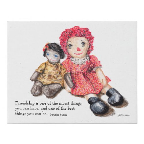 Canvas Painting _ Friendship Saying Vintage Dolls 