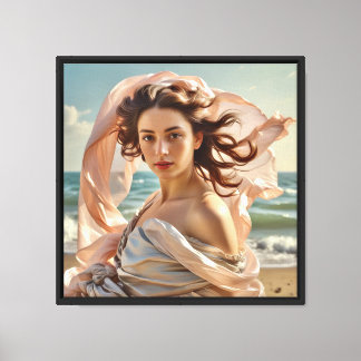 Canvas Print 16"x16" A Walk by the Sea