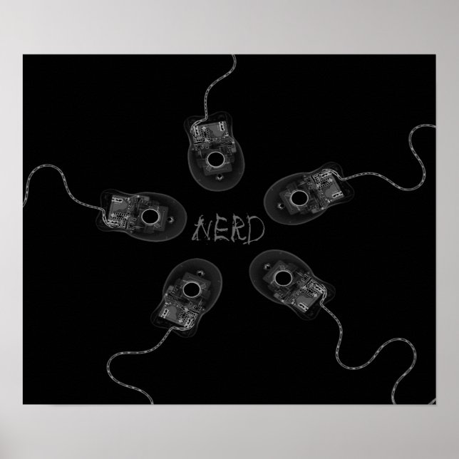 Canvas Print B&W Nerd X-Ray Computer Mice (Front)