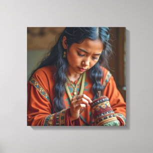 Canvas Print (Beading a Moccasin)