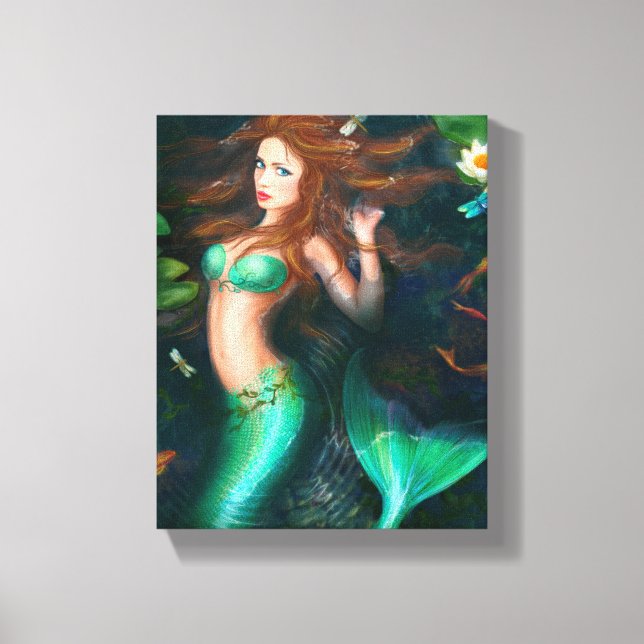 Canvas print Beautiful mermaid in lake (Front)