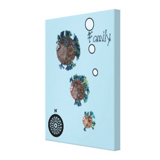 Canvas Print - Blue and Green Fish Family