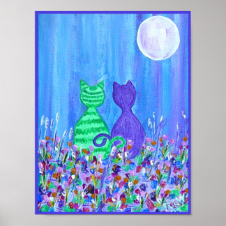 Canvas Print -Cats in the Moonlight