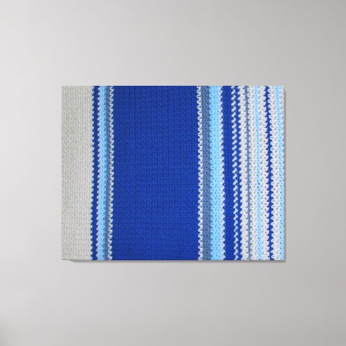 Canvas Print _ Crochet Pattern Blue Stripes