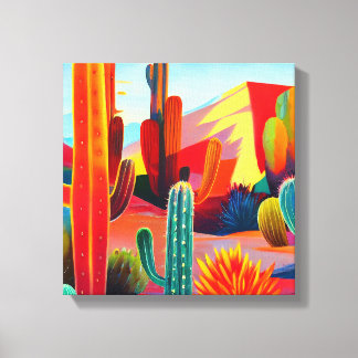 Canvas Print: desert cactus in warm colors Print